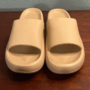 Beige Slide Sandals